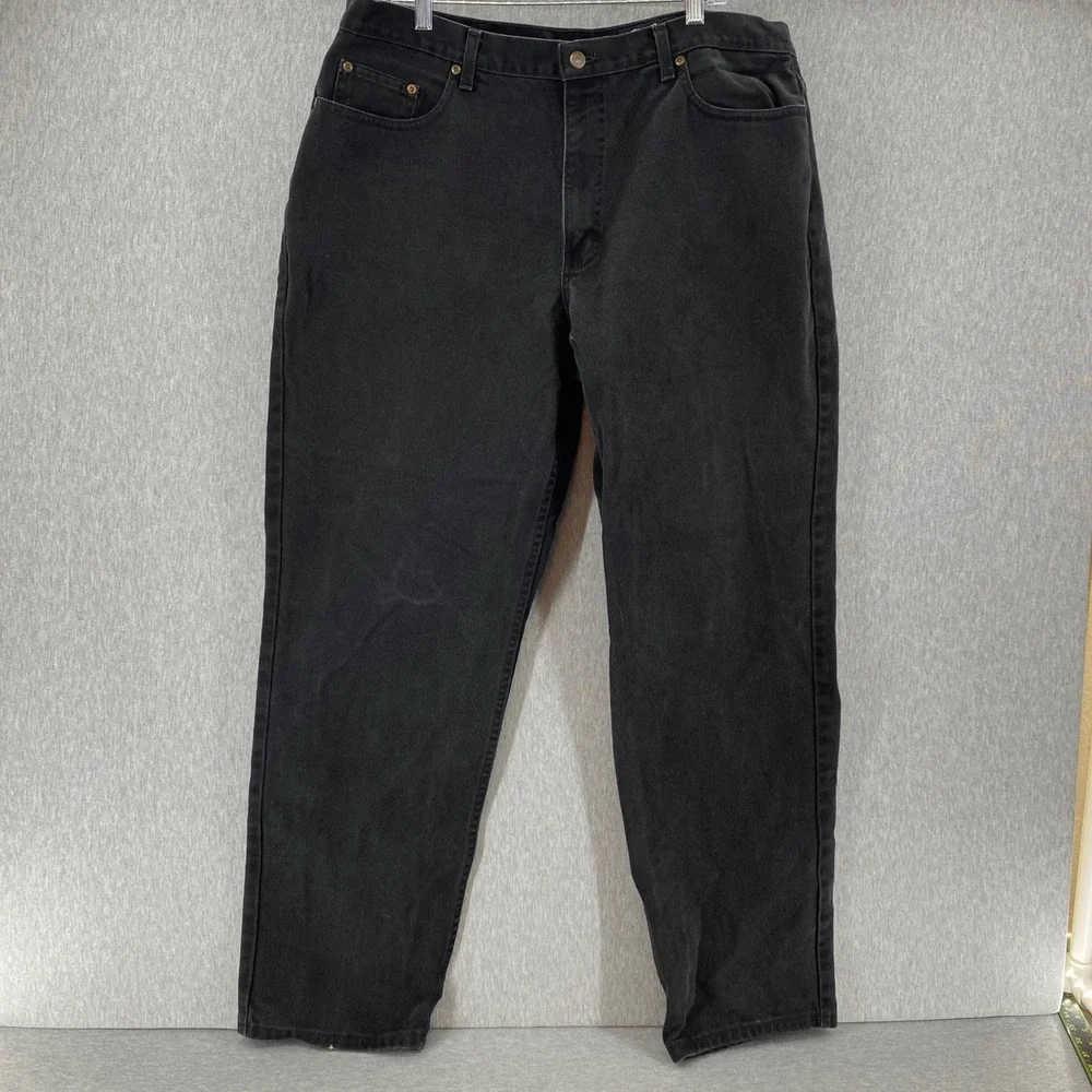 Eddie Bauer Denim Jeans Mens 40x34 Relaxed Fit Black Cotton Casual Pants‎
